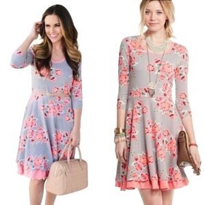 MATILDA JANE Marzipan Rose Fit & Flare Pink / Grey Dress Size Medium